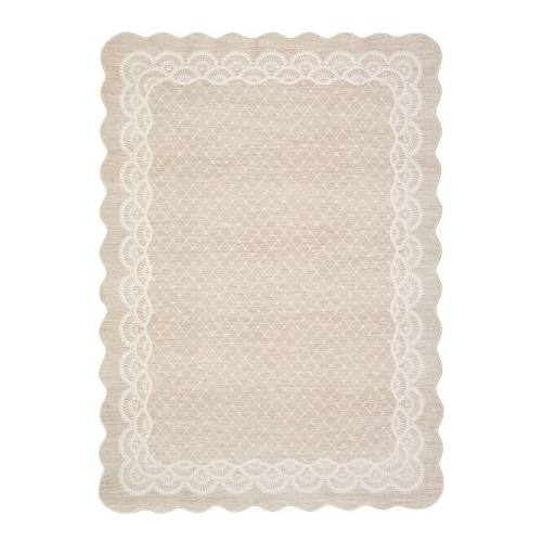 Fashionwu Modern Lace Pattern Scalloped Rugs for Living Room Wavy Edge Carpet Elegant Home Decor