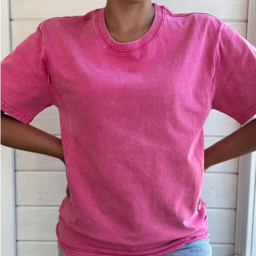 Pink Solid Acid Wash Tees