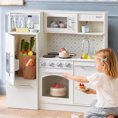 Tiny Land Wooden Play Kitchen for Toddlers, Kids Play Toy Kitchen Set