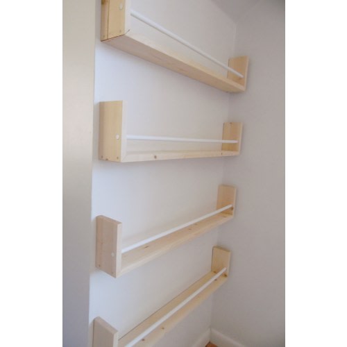 Nursery Bookshelf Natural Pine and Painted Bar, Small Space Shelf, Joinery