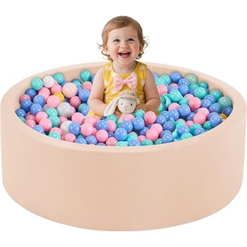Piscine à balles en mousse de 35,4" x 11,8" pour tout-petits, piscines à balles rondes pour bébés de 1 an et plus, piscine à balles douce pour enfants, idéale comme cadeau pour garçons et