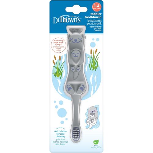 Dr. Brown's Otter Toddler Toothbrush, Soft Bristles with Suction Cup for Storage, BPA Free, Ages 1-4, 1-Pack