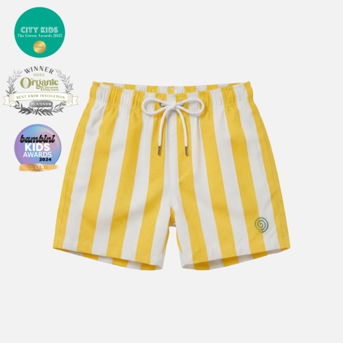 Kids' Swim Trunks - Yellow Stripe
