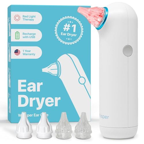 Ear Dryer | USA | 1 Year Warranty | Rechargable Ear Water Drying Aid with Red Light Therapy Delivers Gentle Warm Air to The Ear to Combat Annoying Swimmers Ear Infections as an Ear Fluid Remover