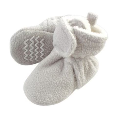Hudson Baby Infant Baby Cozy Fleece and Faux Shearling Booties, Light Gray, 0-6 Months