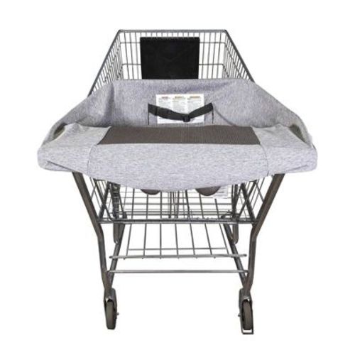 Boppy Compact Antibacterial Shopping Cart Cover - Gray Heathered: Stroller Accessory, Fits Most Carts, Polyester