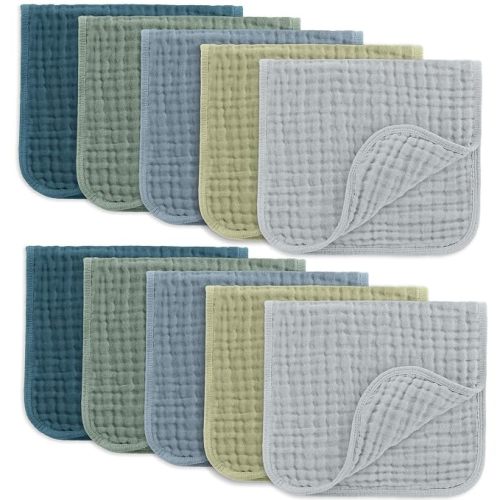 Comfy Cubs Muslin Burp Cloths 20x10" 10 Pack, Baby Burp Cloths - Multi Boy