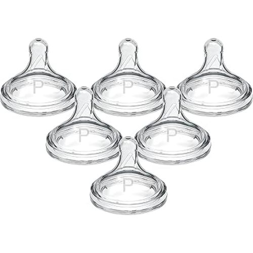 Dr. Brown's Natural Flow Preemie Flow Wide-Neck Baby Bottle Silicone Nipple, Slowest Flow, 0m+, 100% Silicone Bottle Nipple, 6 Pack