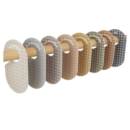 3 Sprouts Baby Closet Dividers Set of 8 - Clothes Organizer Toddler Hanger, Double-Sided Size Labels - Nursery Organization for Newborn Clothing, Infant to 2T Boy & Girl - Gingham