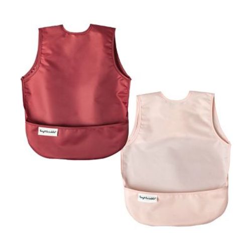 Tiny Twinkle 2-Pack Mess-Proof Apron Toddler Bib w/Tug-Proof Closure and BPA-Free (Rose Burgundy, Small 6-24 Months)