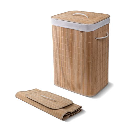 CleverMade, Single Bamboo Laundry Hamper, 72L, with Lid