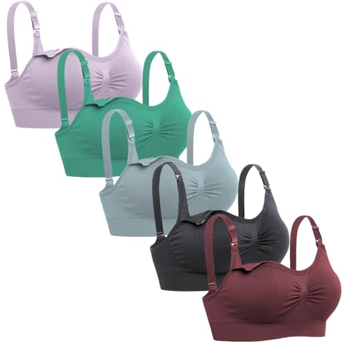Lataly Womens Seamless Nursing Bra Sleeping Maternity Bralette for Breastfeeding Pack of 3