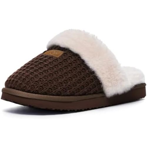 OOW Cozy House Slippers for Women with Memory Foam Soft Warm Fuzzy Slippers Women Home Womens Slipper Shoes for Indoor
