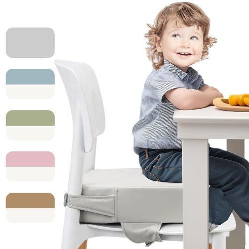 Toddler Booster Seat for Dining Table (PU Material),Portable Kids Booster Seat with Safety Buckles, High Cushion for Travel with Non-Slip Bottom