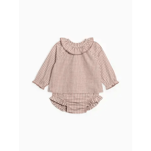 Dorothy Poplin Ruffle Collar Shirt and Bloomer Set