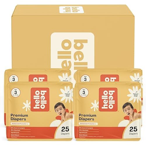Hello Bello Diapers, Size 3 (14-24 lbs) Superstars - 100 Count Value Pack of Premium Disposable Baby Diapers, Hypoallergenic with Soft, Cloth-Like Feel
