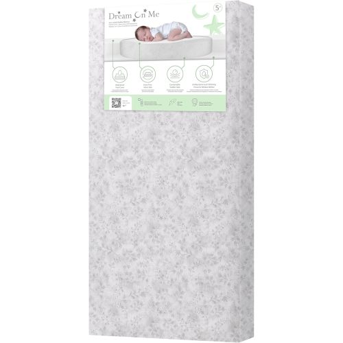 Dream On Me Serene Snooze 5” 2-in-1 Crib & Toddler Mattress, Dual-Sided Infant & Toddler Support, Waterproof & Stain Resistant, GREENGUARD Gold & Baby Safety Alliance Certified – Paisley