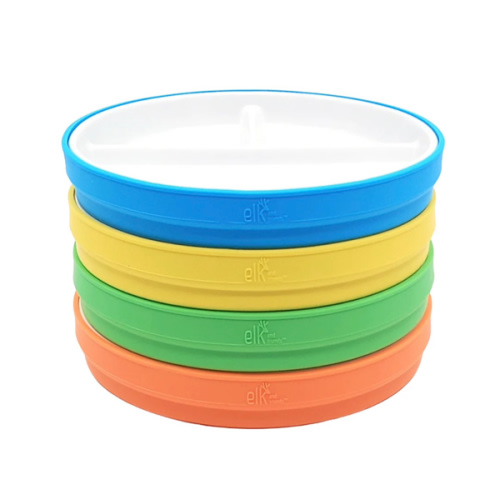 7.8"/20cm Porcelain White Divided Plates with Silicone Sleeves