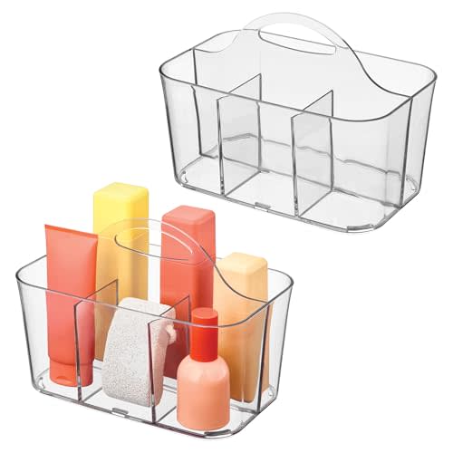 4-Section Storage Caddy with Handle - All-Purpose Storage Caddy Organizer - Set of 2 - Clear