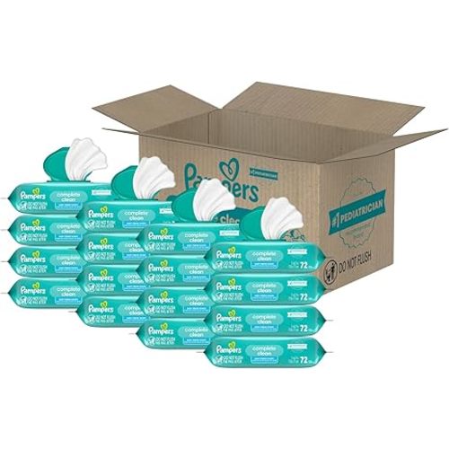Pampers Baby Wipes, Complete Clean Baby Fresh Scented Wipe, Gently Cleans Head to Toe, 864 Total (12 Flip-Top Packs)