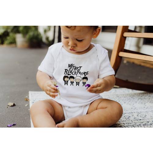 My First Black Parade Cartoon Baby Bodysuit | Punk Emo Rock Infant Bodysuit | Alt Music Fan Gift