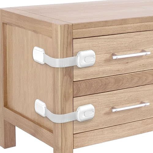 Child Safety Cabinet Locks - (6 Pack) Baby Proofing Latches, Cabinet Drawer Baby Safety Locks, Multifunction, Strong Adhesive Tapes Included, Easy to Use, No Tools Needed.