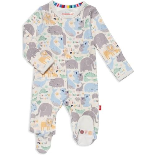 Magnetic Me 100% Organic Cotton Magnetic Baby Footie Pajamas | Super Soft Cotton Fabric