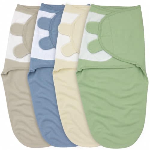 Organic Cotton Baby Swaddle 4-Pack, Swaddles for Newborn 0-3 Month - Swaddle Blanket Infant Wrap Sleep Sack for Boys & Girls, Baby Swaddle for Newborn, Registry & Shower Gift Essential