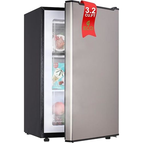 BODACIOUS 3.2 Cu.Ft Mini Freezer - Compact Upright Small Freezer - Silver