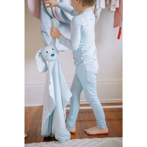 Mini Stripe Dog Lovey, Dusty Blue - The Uptown Baby | Maisonette
