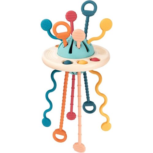 Baby Sensory Montessori Silicone Toy for 6-12 Months, Travel Pull String Toy for 12-18 Months, Developing Fine Motor Skill, Multi-Sensory Activity Toy for 1 Year Old, Birthday Gift for Toddlers