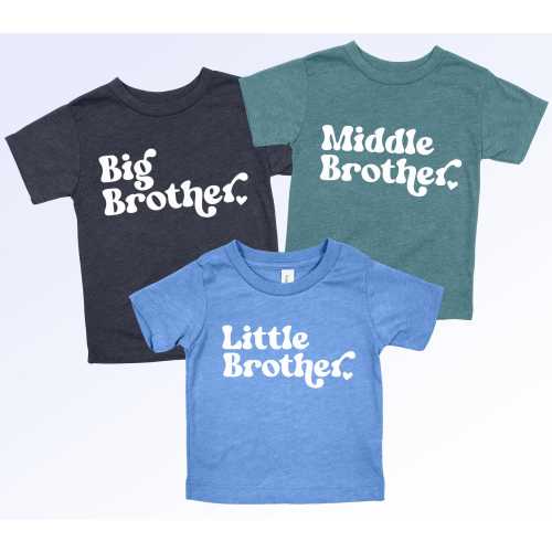 Matching Brothers T-Shirt Set: Big, Middle, Little Brother Outfit
