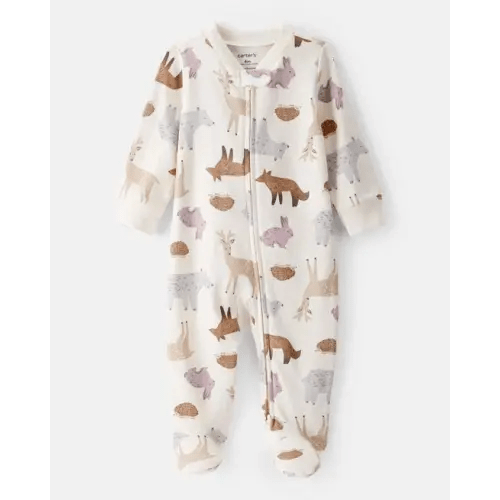 Baby Girl Fox Print 100% Cotton Long-Sleeve Sleep & Play Pajamas - Ivory | Carter's