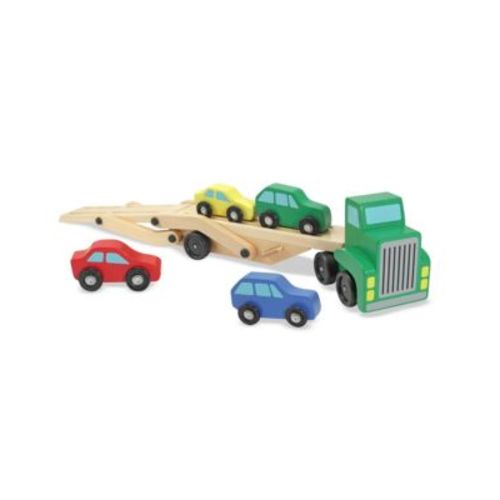 Melissa & Doug Car Carrier Truck and Cars Wooden Toy Set With 1 Truck and 4 Cars