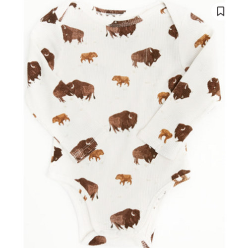 Angel Dear Infant Boys' Bison Print Long Sleeve Snap Onesie