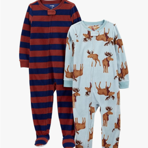 (Size 12m) Simple Joys by Carter's Kids' Holiday Loose-fit Flame Resistant Fleece Footed Pajamas