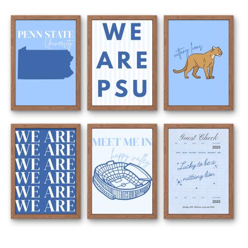 Blue Penn State University Wall Art Prints For Dorm