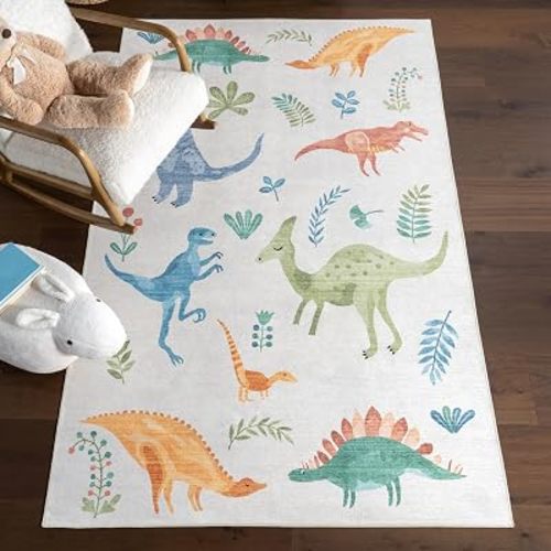nuLOOM Pavani White Multicolor Graphic Washable Area Rug, 4' x 6'