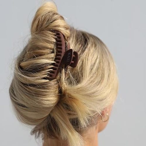 KAXI Hold Everything Mini Hair Claw - Perfect for Thick & Thin Hair, Straight, Wavy or Curly, Strong Clip With 32 teeth & Many Colors to Choose (Dark Brown)