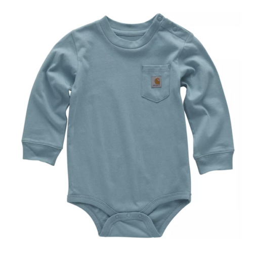 Carhartt Kids' Long-Sleeve Pocket Bodysuit for Babies, Stillwater, 12M at Tractor Supply Co
