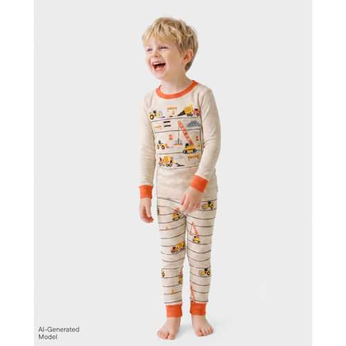 Baby And Toddler Boys Construction Truck Snug Fit Cotton Pajamas - Tan