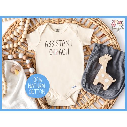 Assistant Baseball Coach Onesie®, Sports Baby Bodysuit, Baby Shower Gift for Baseball Coach, Mom's Dad's Helper Onesie, Baby Baseball Romper