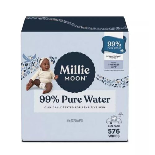 Millie - Moon 99% Pure Water Baby Wipe ~ 576 Count