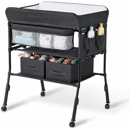 TODEFULL Baby Changing Table, Portable Changing Table with 4-Level Height