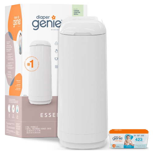 Diaper Genie Essence Odour Lock Diaper Pail, White, 9 Starter Bags - Walmart.ca