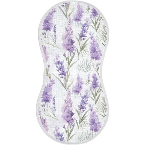 1Pc Purple Lavender Flower Burp Cloth,Unisex Large Absorbent Soft Cotton Muslin Burping Cloths for Newborn Boys Girls,11x22in,A110334