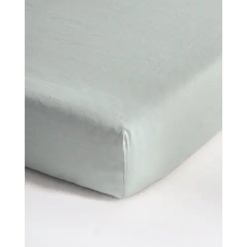 European Linen Fitted Crib Sheet in Mist