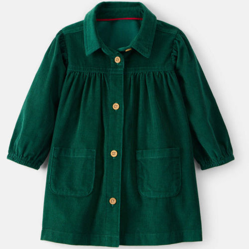 Green Baby Girl Corduroy Long-Sleeve Dress - Green | Carter’s Oshkosh Canada