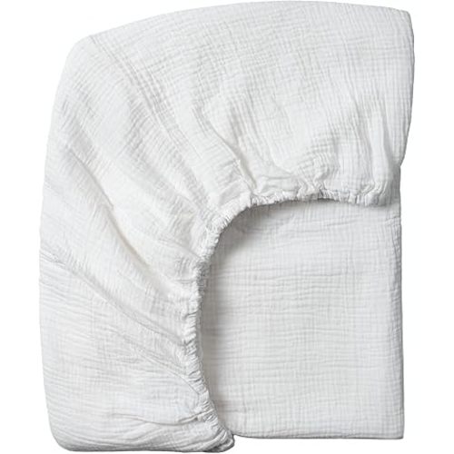 Meracorallo Muslin Crib Sheet, 100% Cotton Fitted Crib Sheet 28x52 Soft and Breathable Baby Boys Girls Cover for Standard Crib and Toddler Mattresses, White