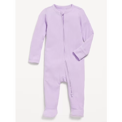 2-Way-Zip Sleep & Play Ribbed Footed One-Piece for Baby